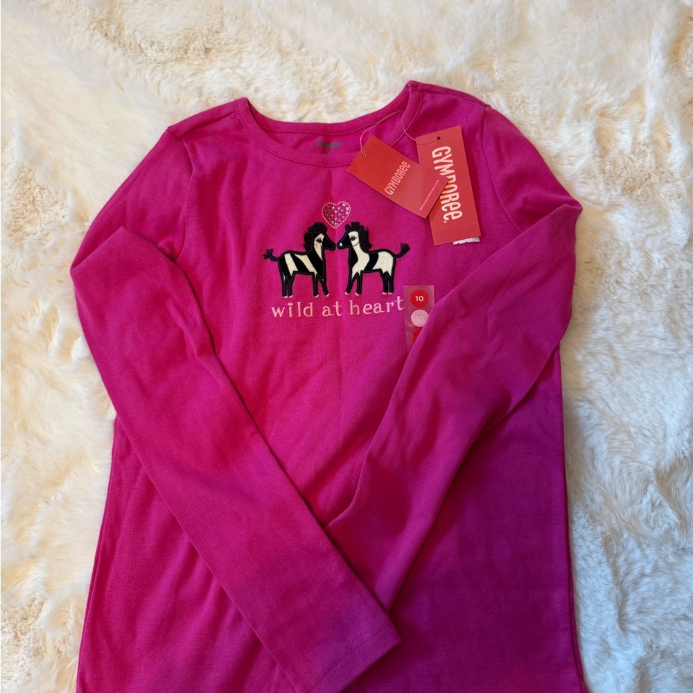 NWt Gymboree Pink Long Sleeve Tee with Crew Neck size 10